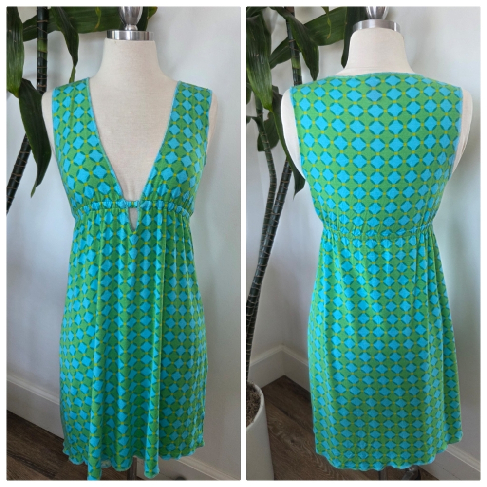 Victoria Secret Pink Vintage Y2K Slip Dress Blue Polka Dot Babydoll Keyhole HTF